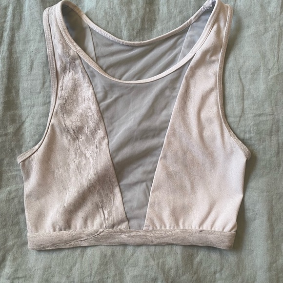 Varley XS Mesh Terri Crop bra in Cloud Marble - Picture 2 of 4